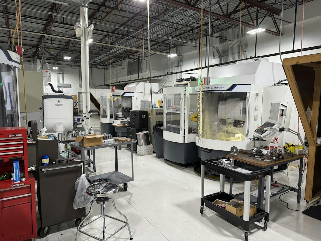 CNC machines in a bright manufacturing workshop